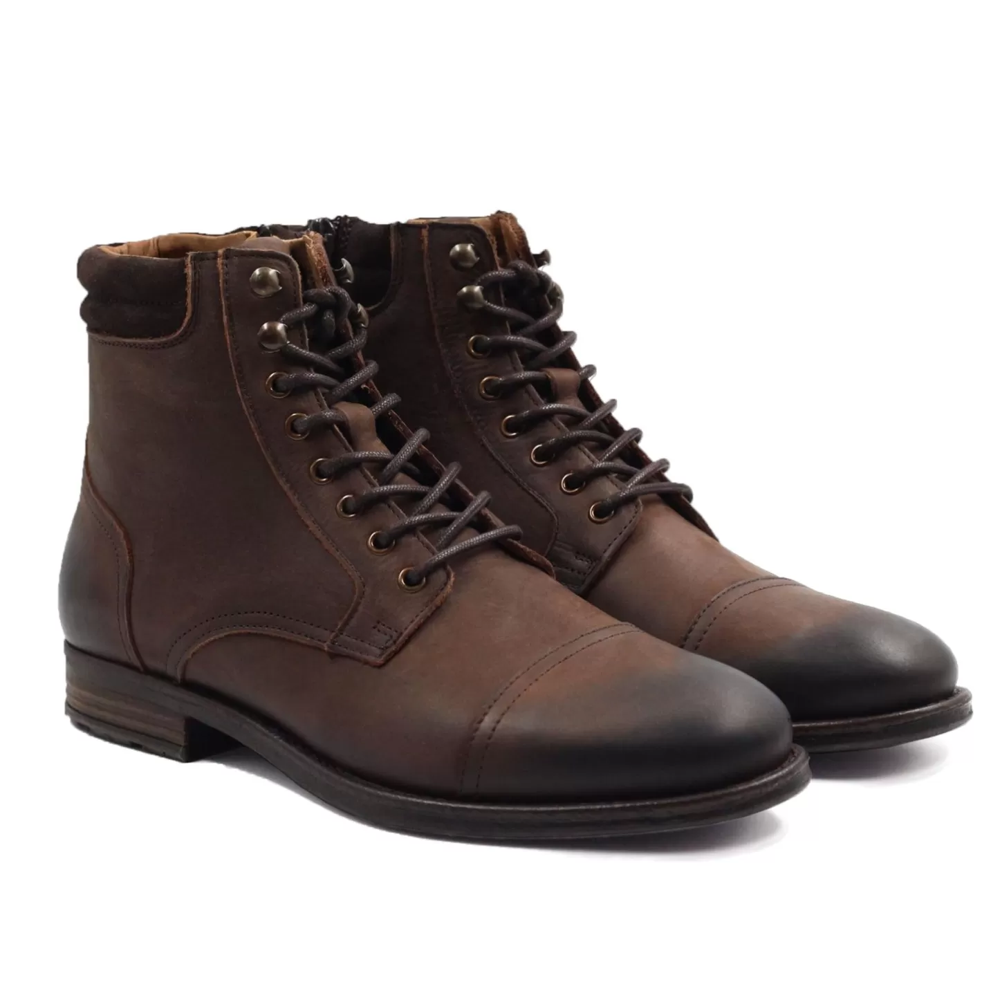 Boots-JULES & JENN Ranger Boots A Col Cuir Nubuck Marron