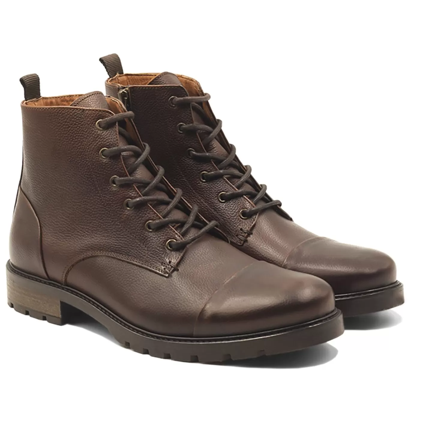 Boots-JULES & JENN Ranger Boots Cuir Graine Marron