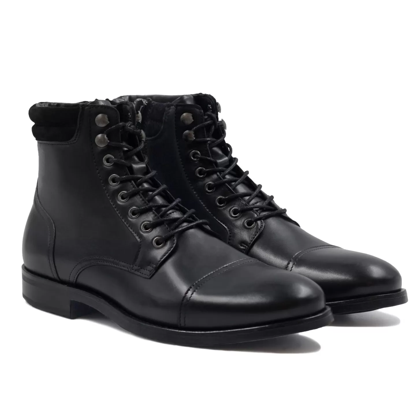 Boots-JULES & JENN Rangers Boots A Col Cuir Noir