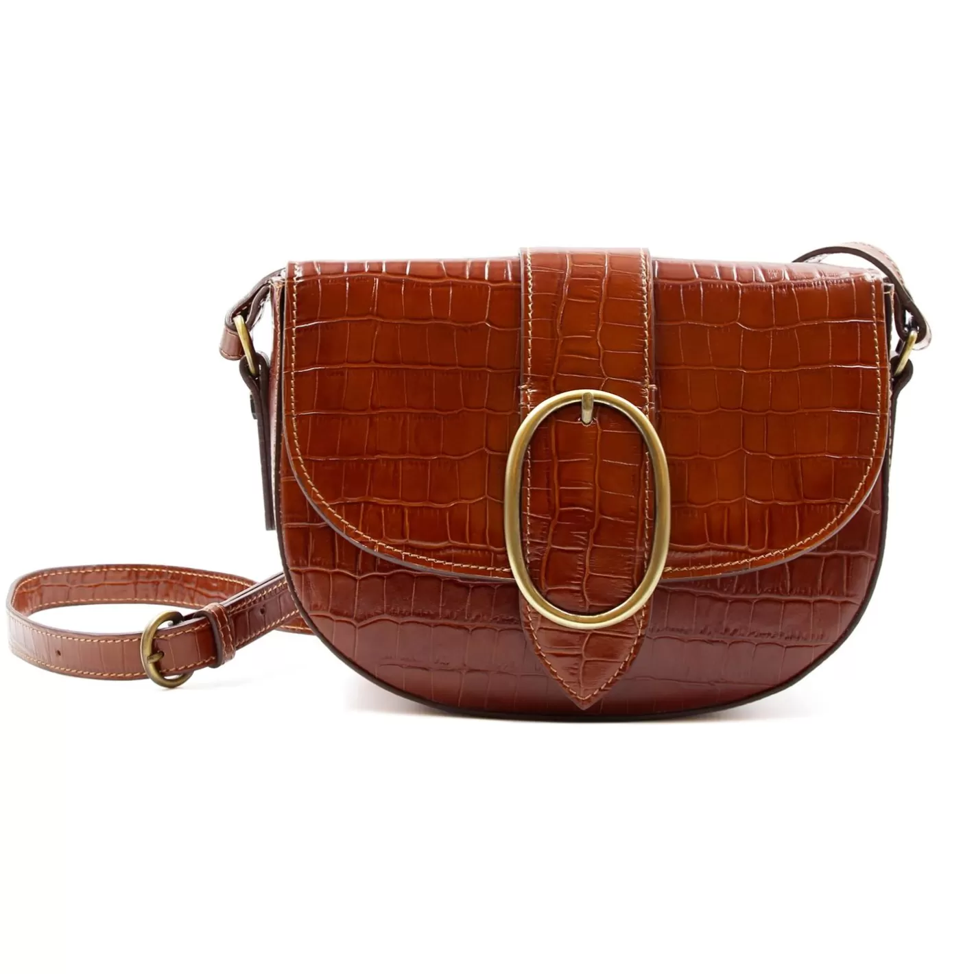 Sacs À Main-JULES & JENN Sac Boucle Cuir Imprime Cognac
