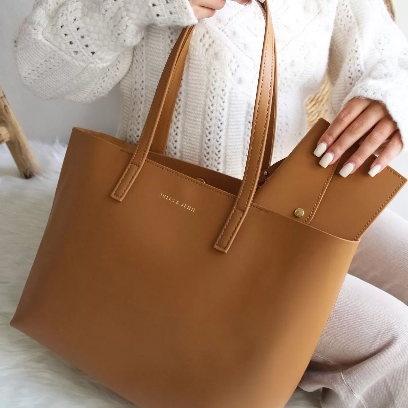 Sacs À Main-JULES & JENN Sac Cabas Cuir Camel