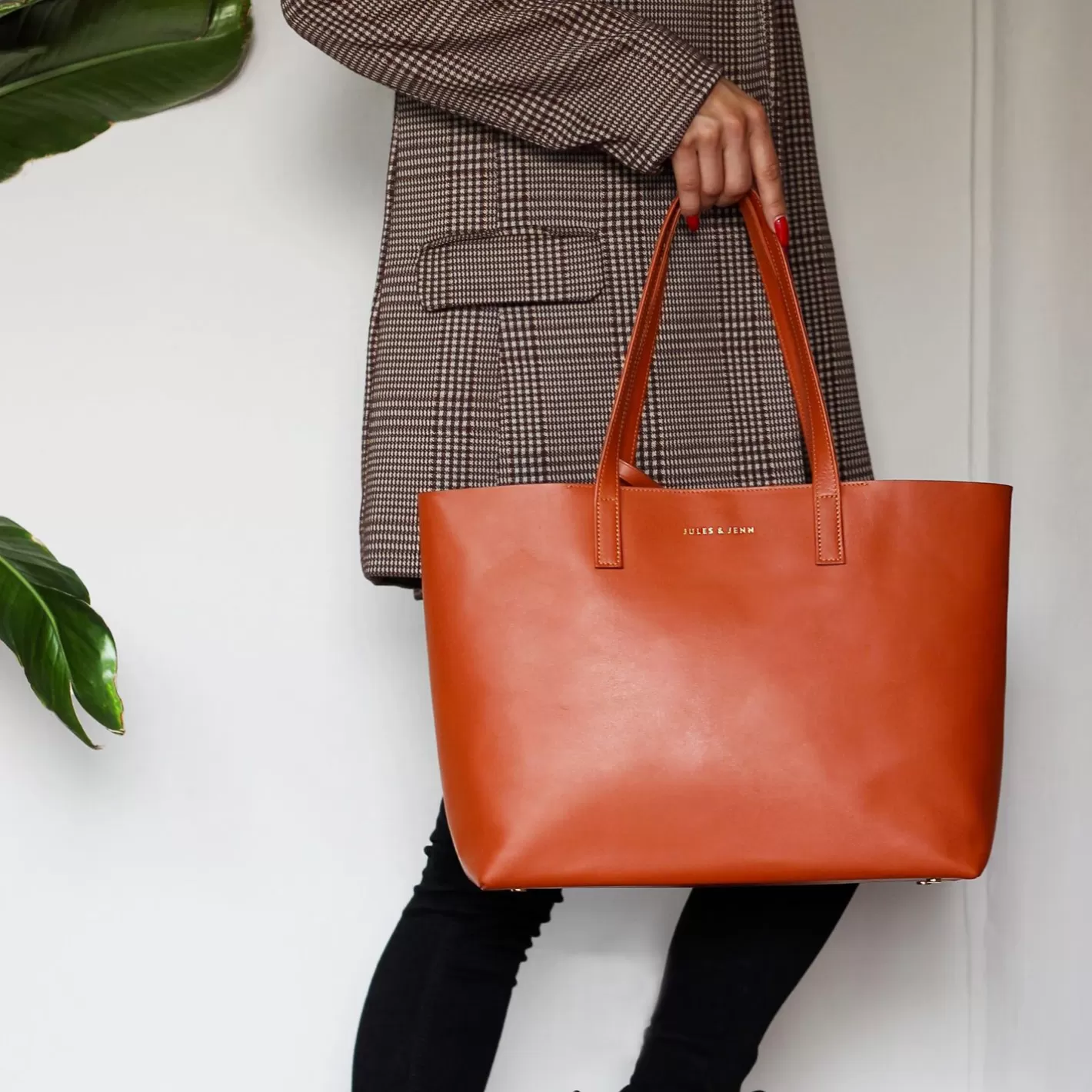 Sacs À Main-JULES & JENN Sac Cabas Cuir Brique Orange Brique