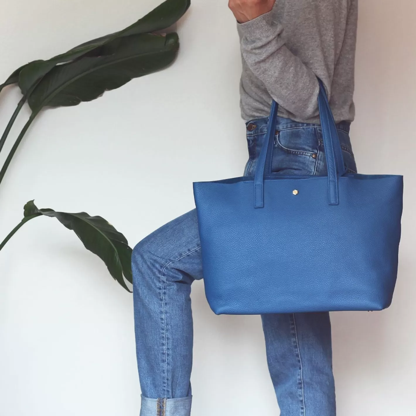 Sacs À Main-JULES & JENN Sac Cabas Cuir Graine Bleu Bleu Clair