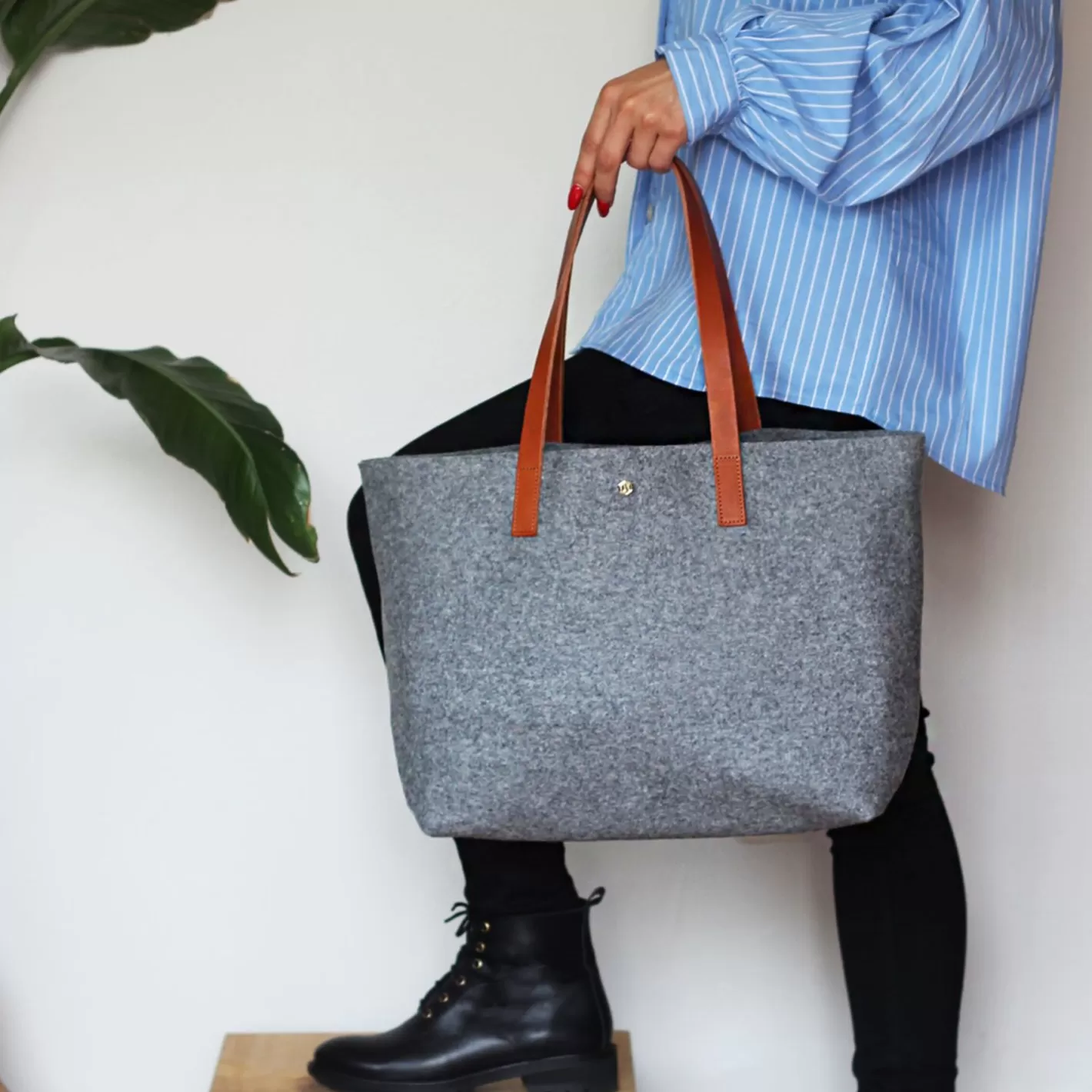 Sacs À Main-JULES & JENN Sac Cabas Drap De Laine Gris
