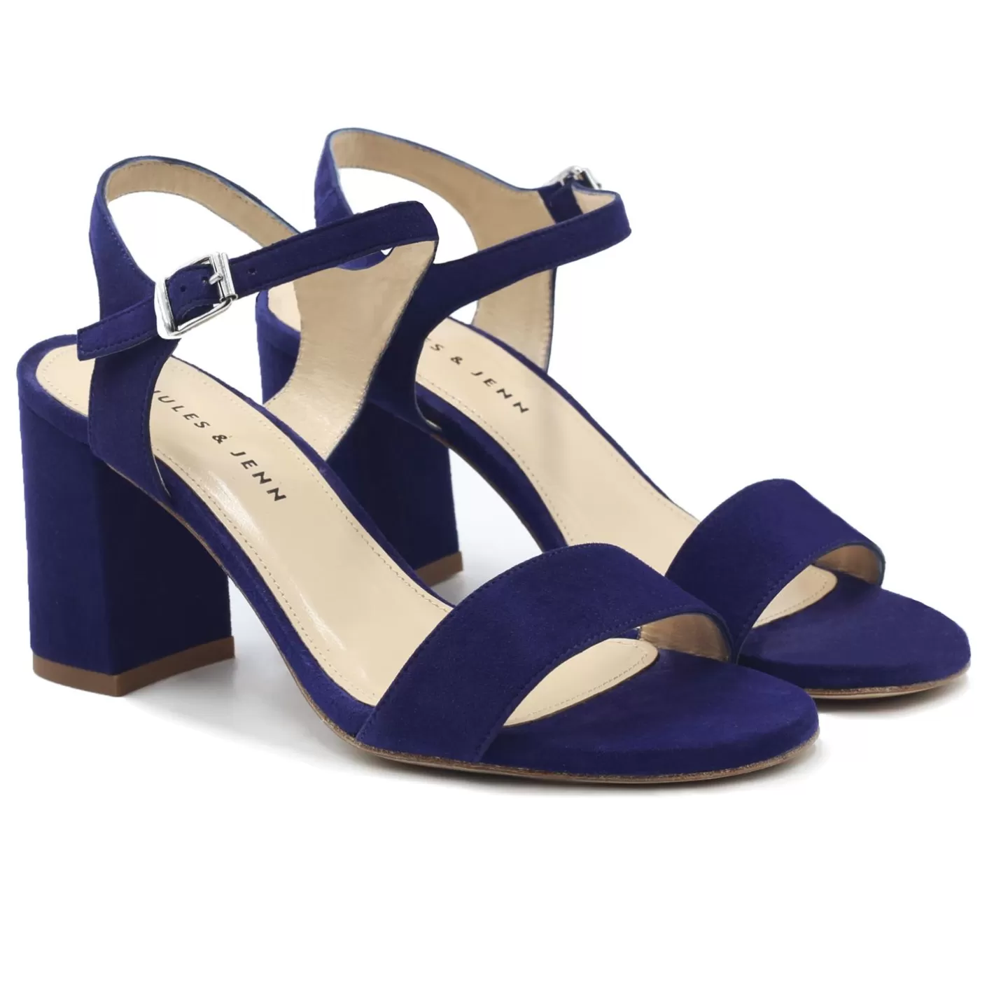 Sandales-JULES & JENN Sandales A Talon Cuir Daim Bleu