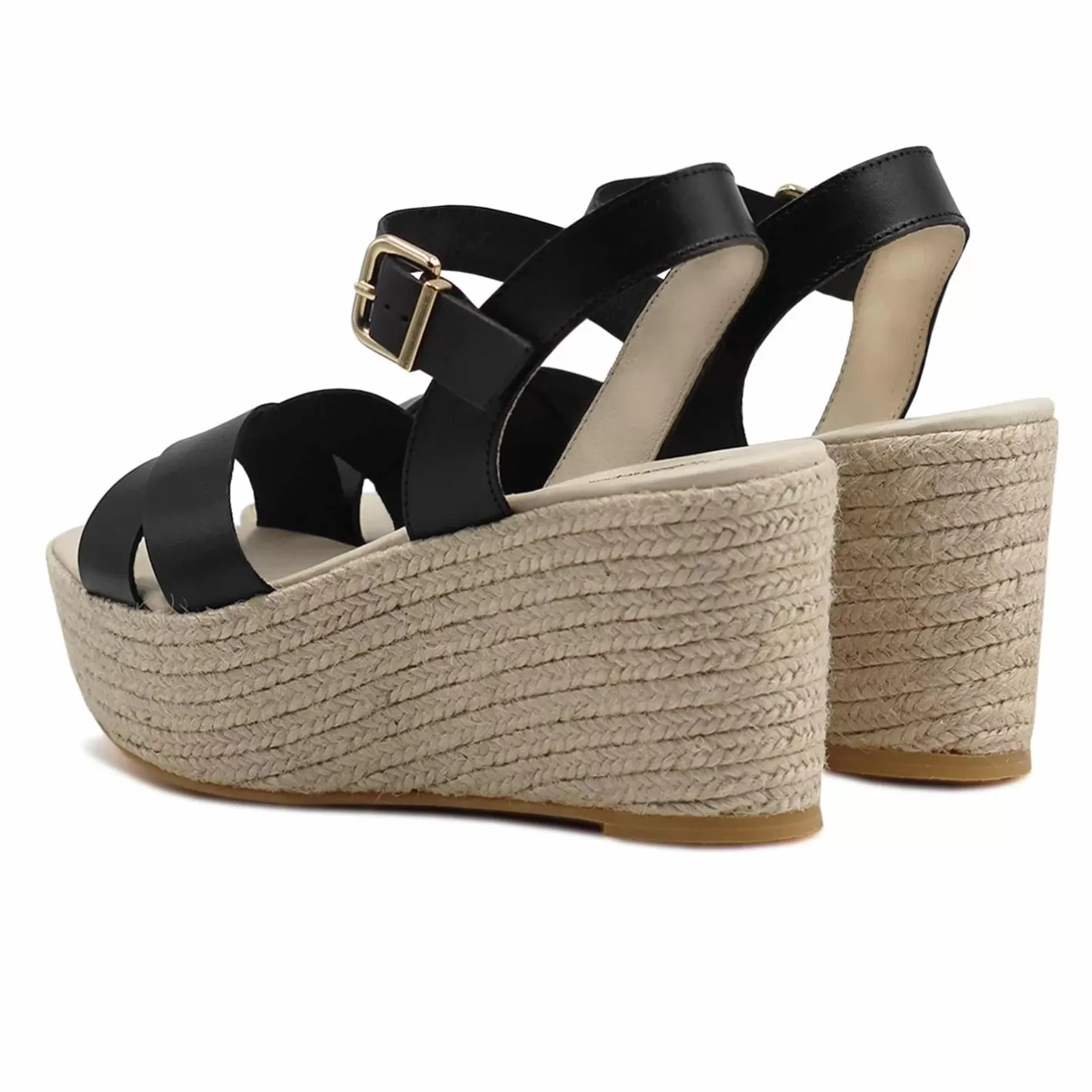 Sandales-JULES & JENN Sandales Compensees Cuir Noir