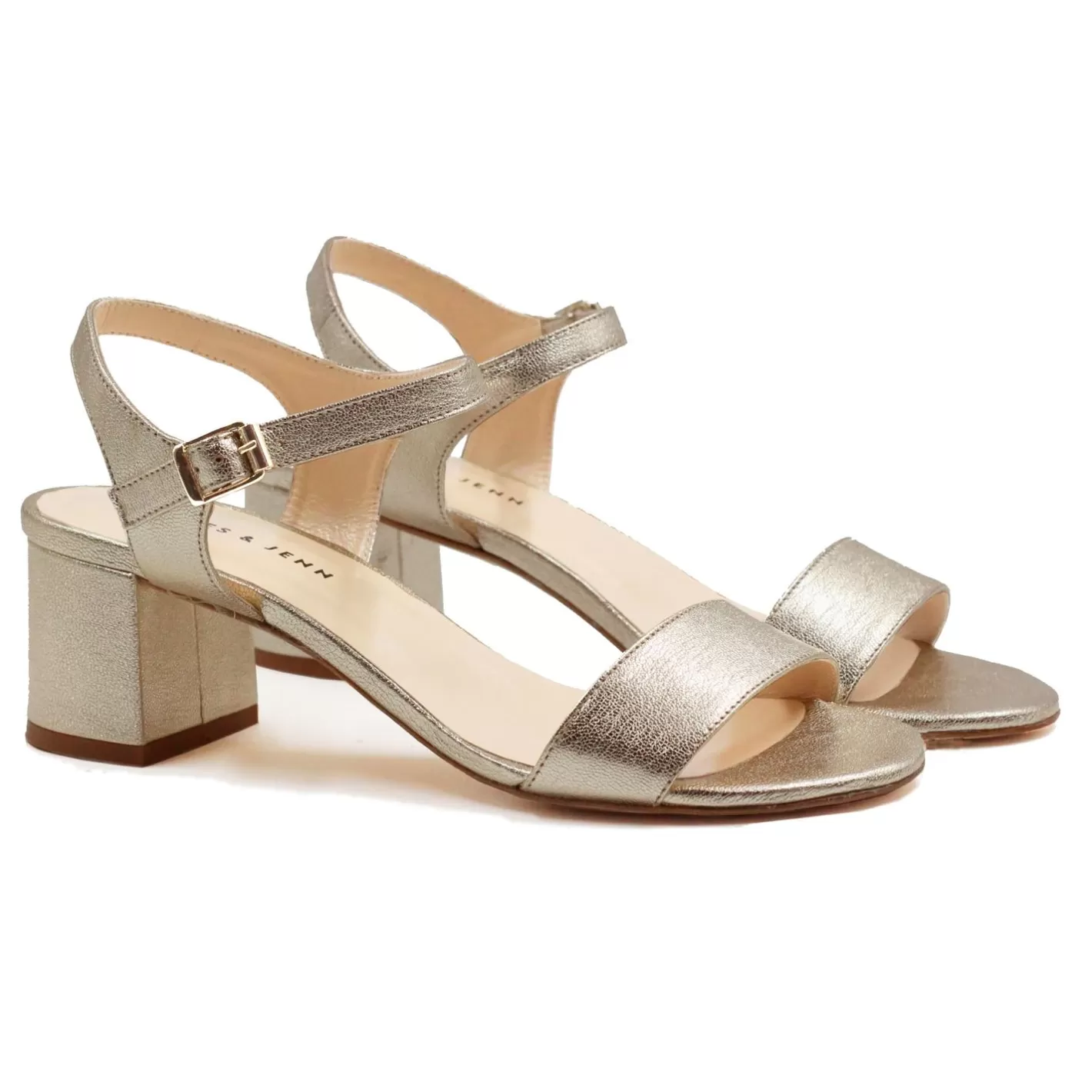 Sandales-JULES & JENN Sandales Moyen Talon Cuir Dore