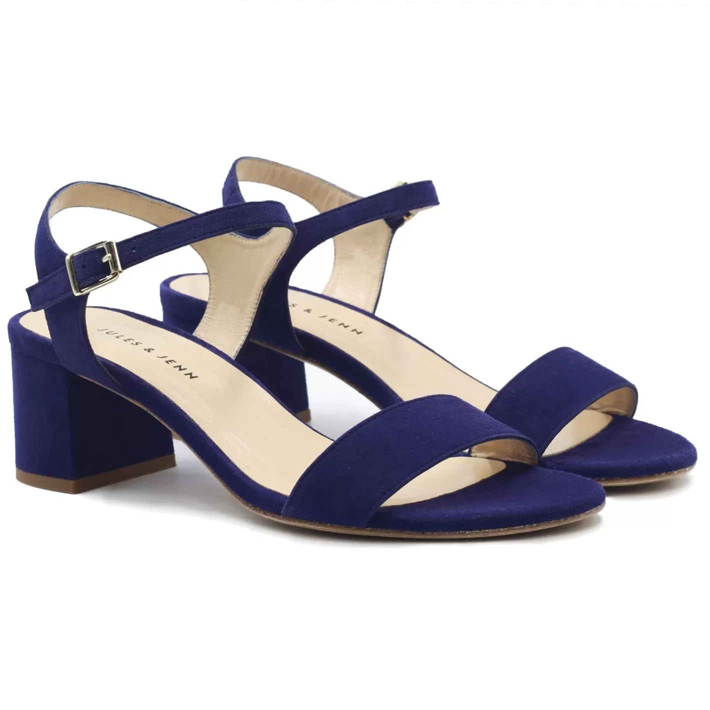 Sandales-JULES & JENN Sandales Moyen Talon Cuir Daim Bleu