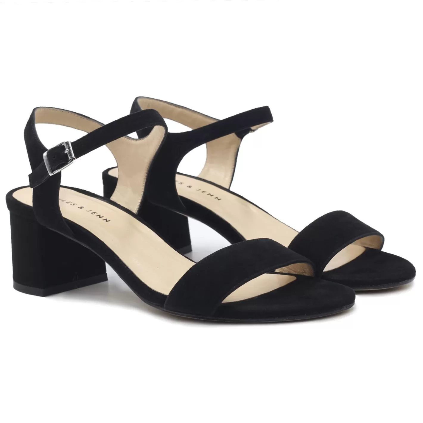 Sandales-JULES & JENN Sandales Moyen Talon Cuir Daim Noir