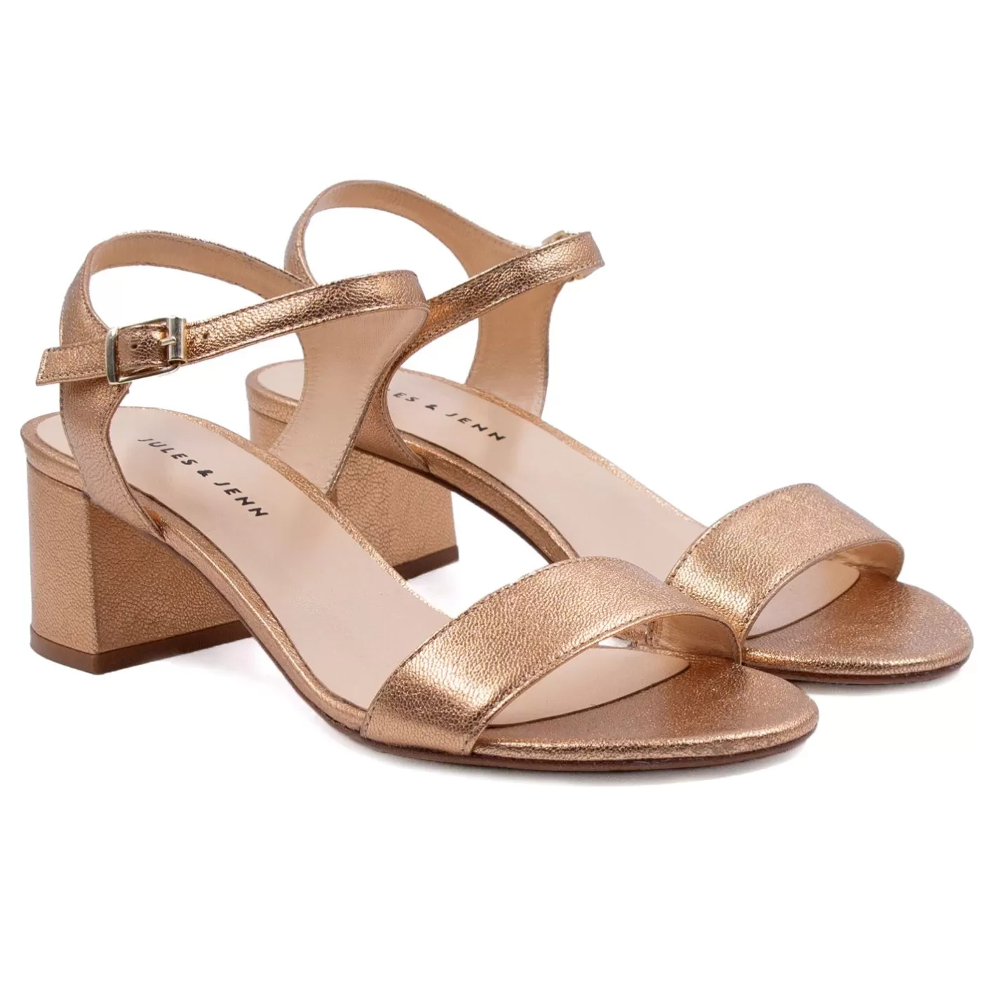 Sandales-JULES & JENN Sandales Moyen Talon Metallise Rose