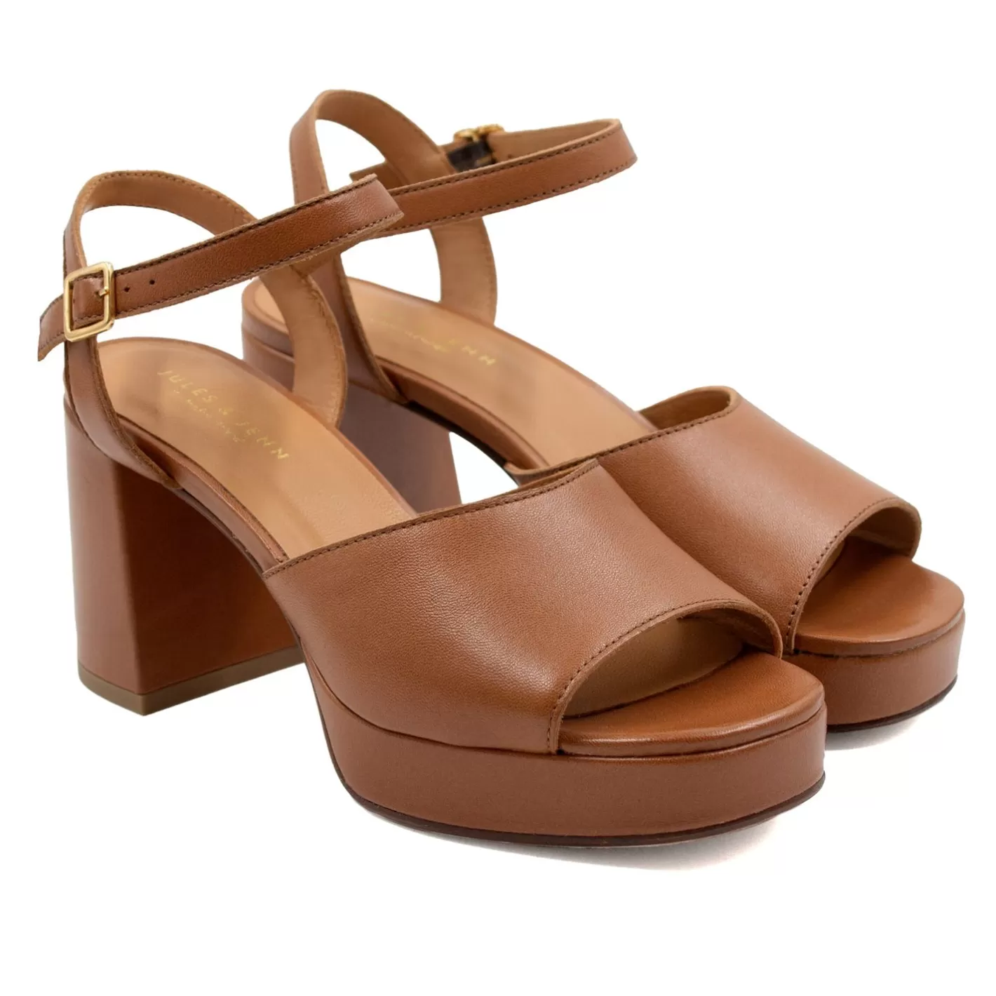 Sandales-JULES & JENN Sandales Plateforme Cuir Camel