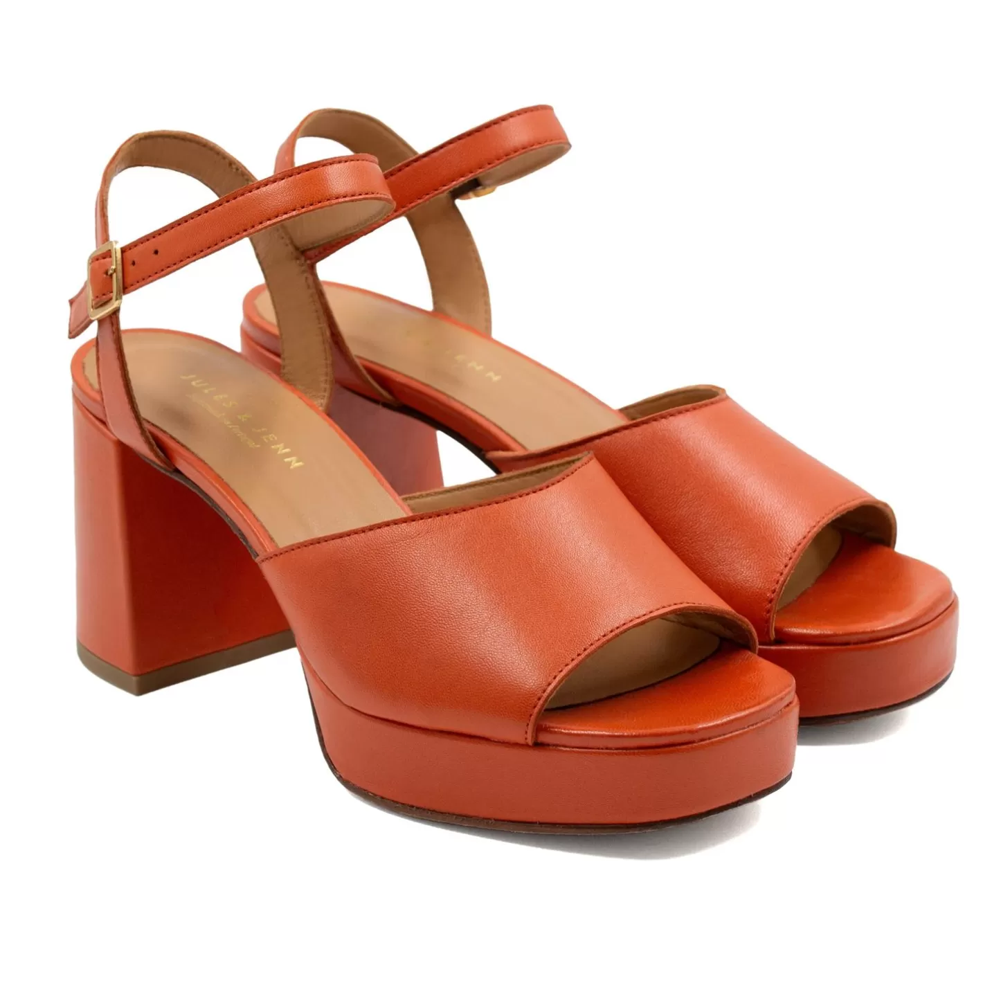 Sandales-JULES & JENN Sandales Plateforme Cuir Orange