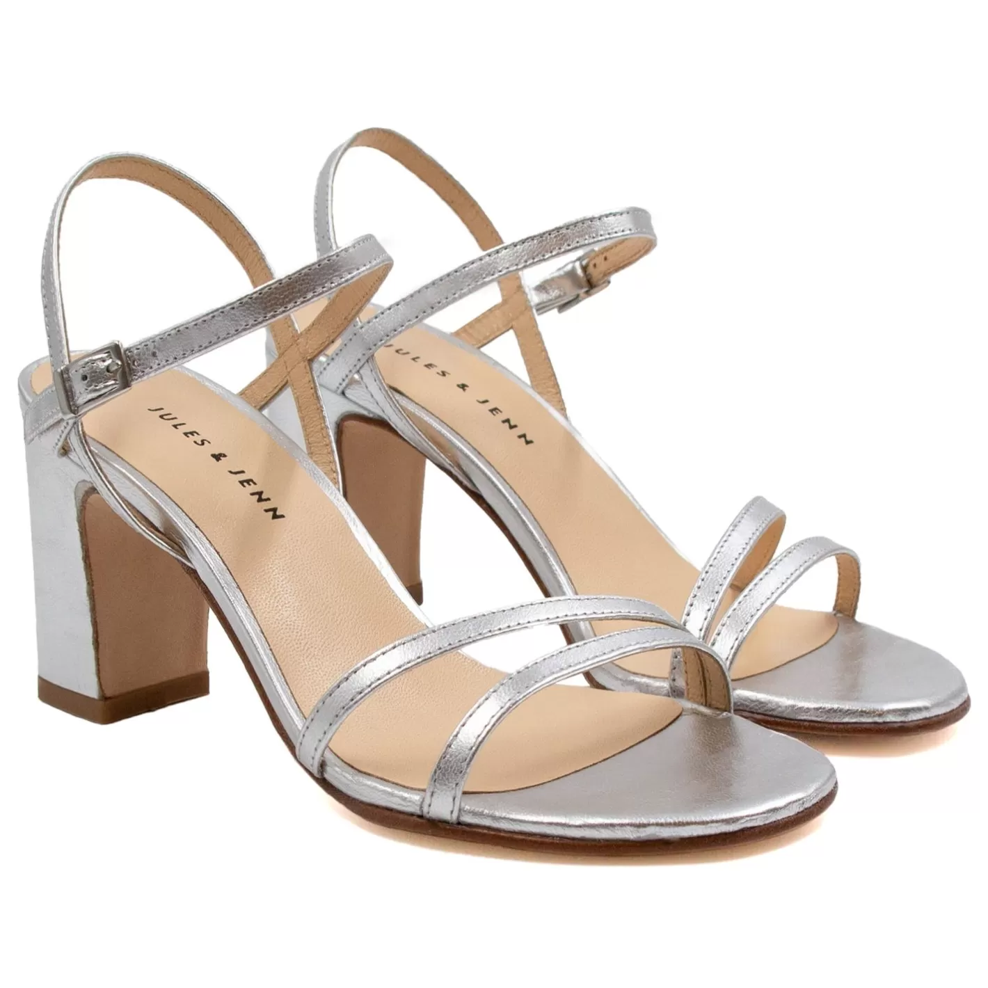 Sandales-JULES & JENN Sandales Talon Epurees Cuir Argente