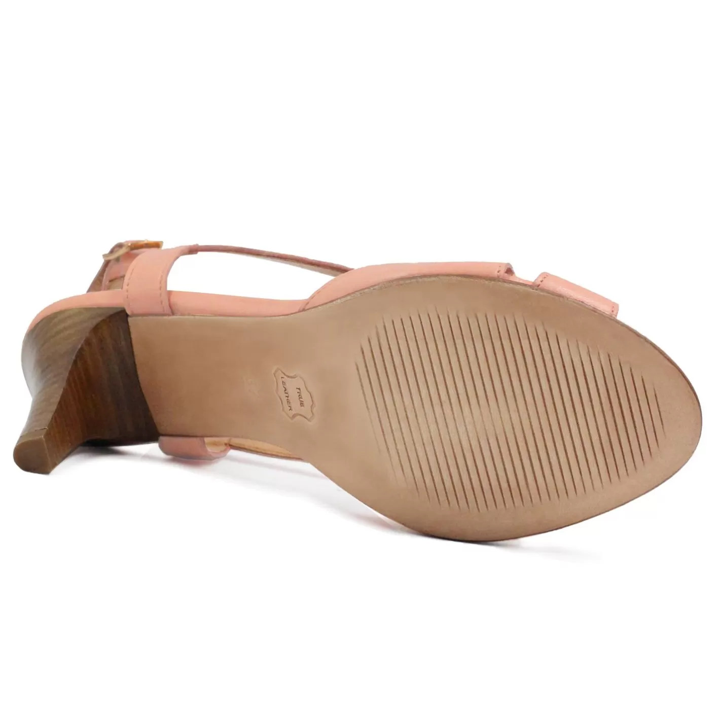 Sandales-JULES & JENN Sandales Talon Vintage Cuir Rose