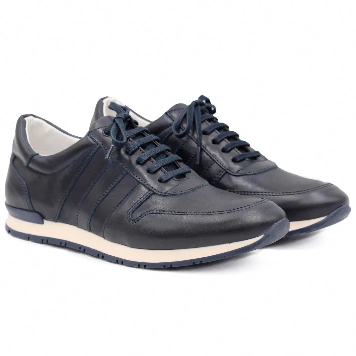 Baskets-JULES & JENN Sneakers Cuir Bleu Marine