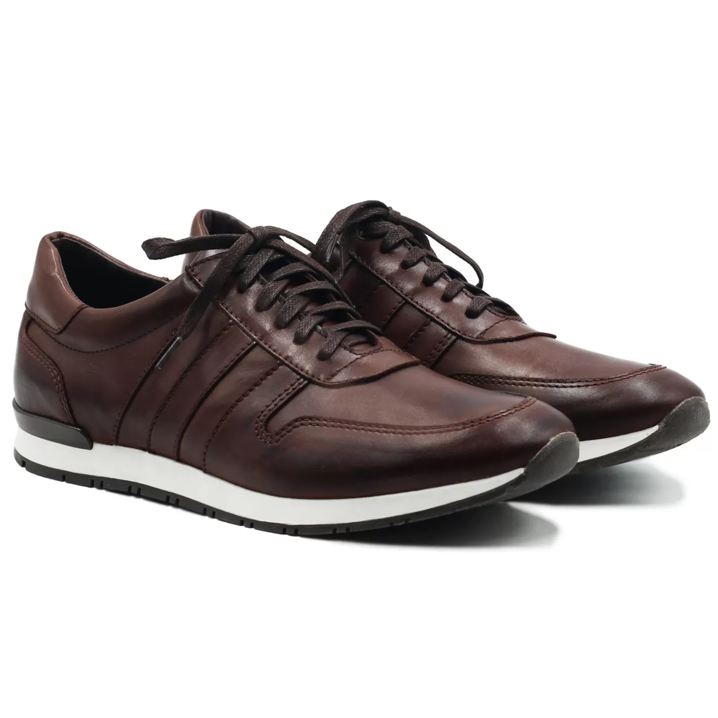 Baskets-JULES & JENN Sneakers Cuir Marron