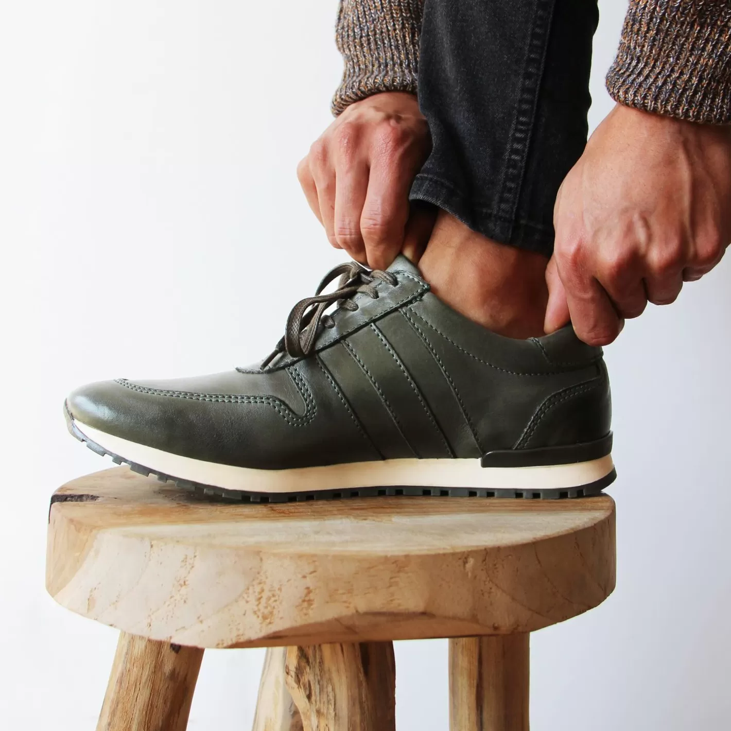 Baskets-JULES & JENN Sneakers Cuir Vert