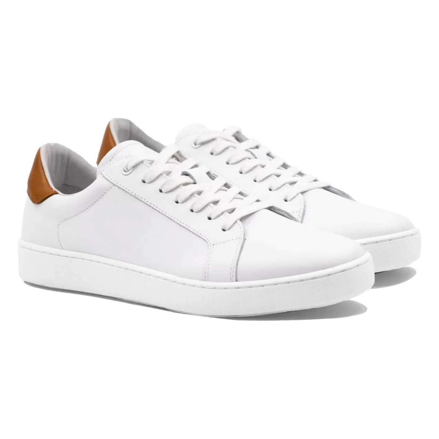 Baskets-JULES & JENN Tennis Lacet Cuir Blanc