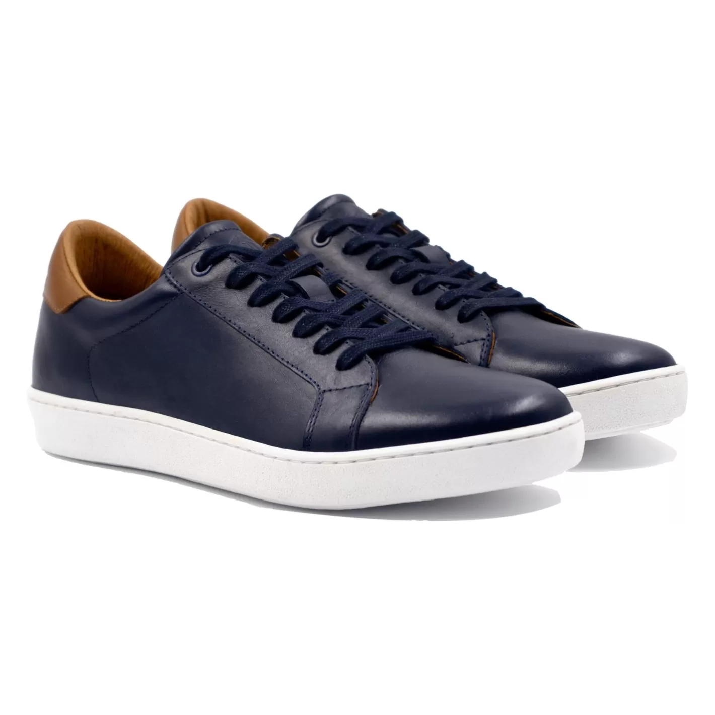 Baskets-JULES & JENN Tennis Lacet Cuir Bleu